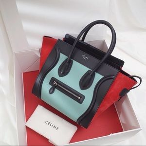 Celine Bag, Mint and Red Leather and Suede